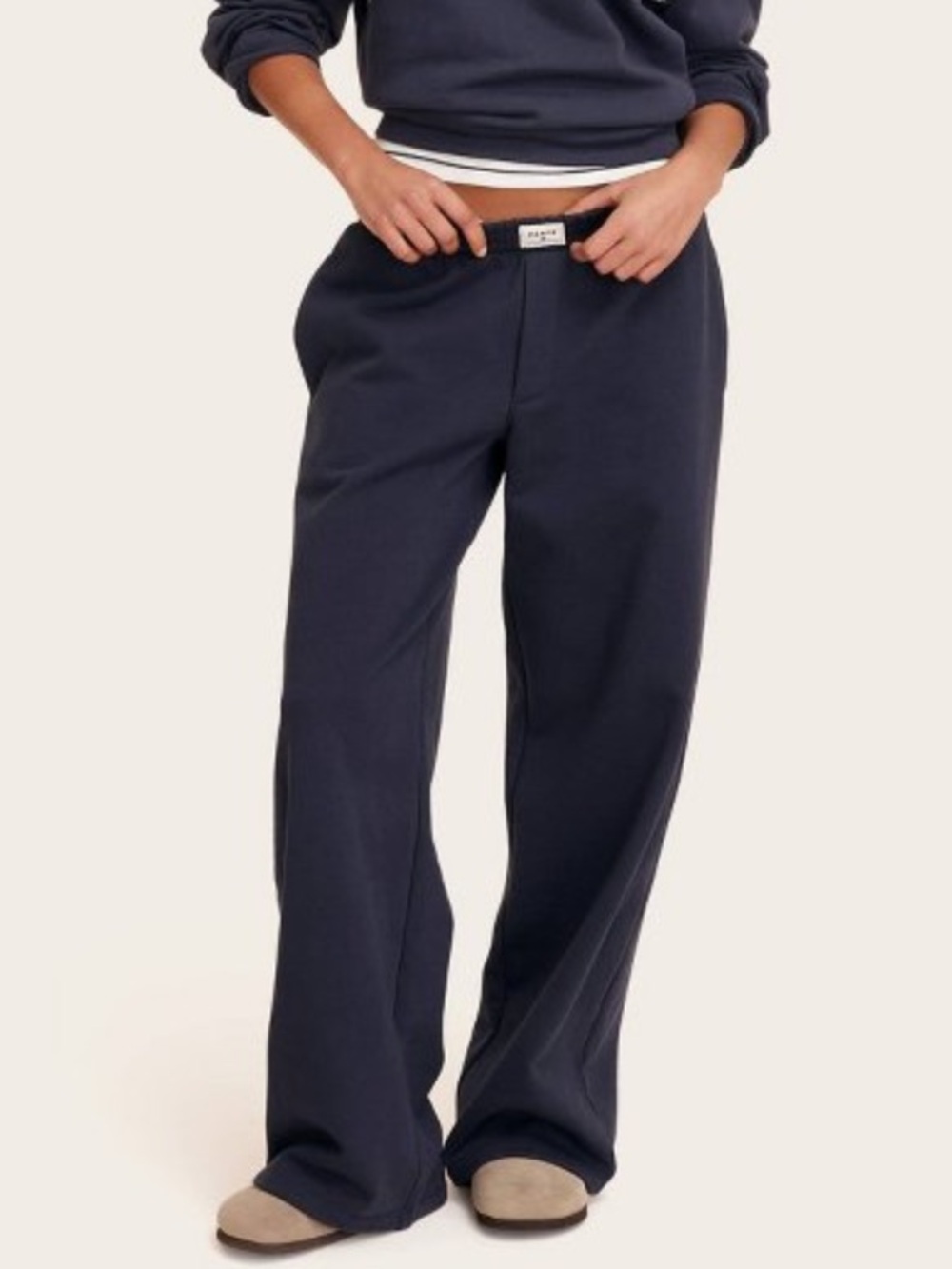 Parke Women's Navy High-Rise Boxer Sweatpants